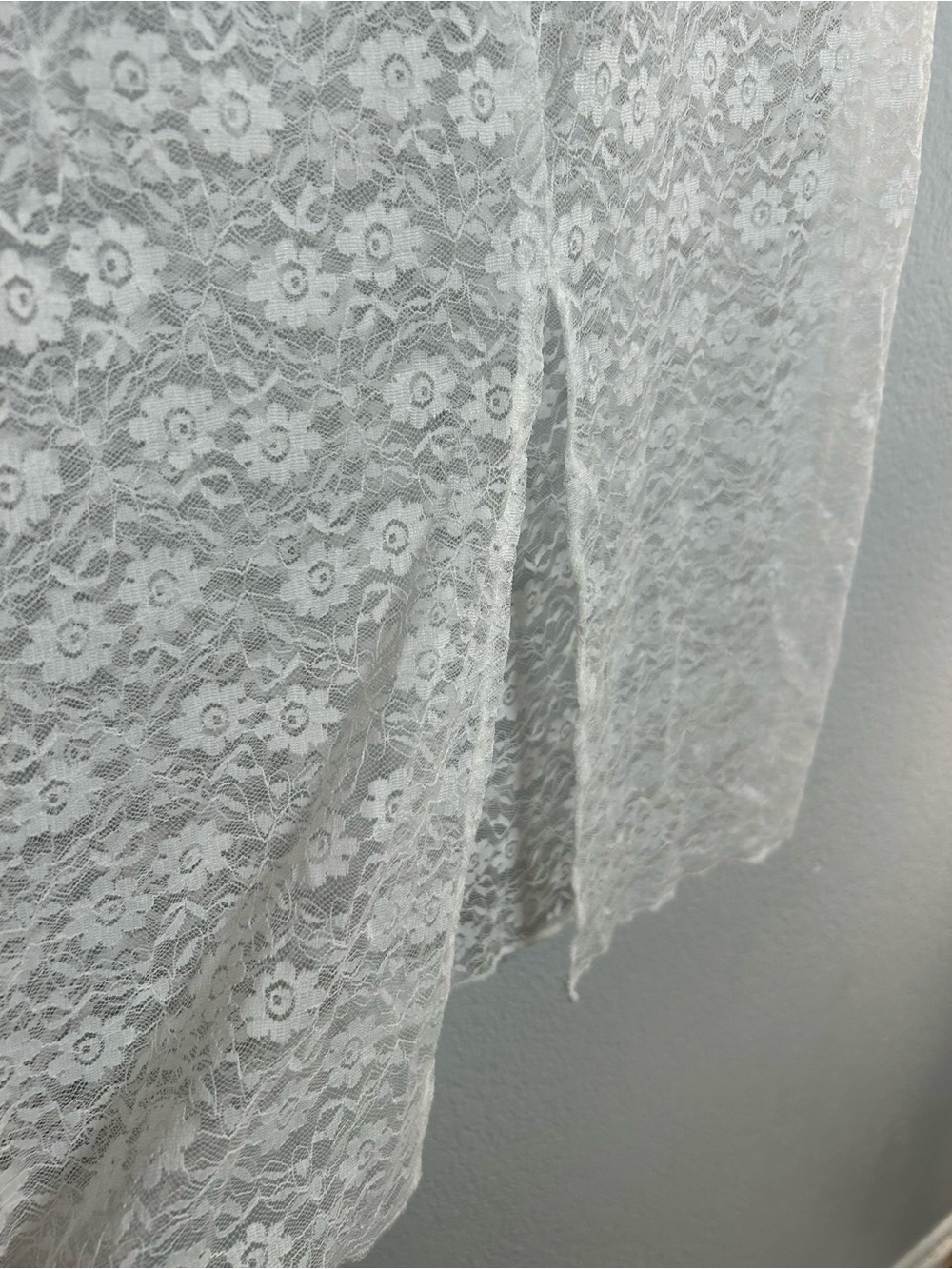 White Lace Maxi Skirt see through slip romantic sheer layering Medium - Picture 3 of 6